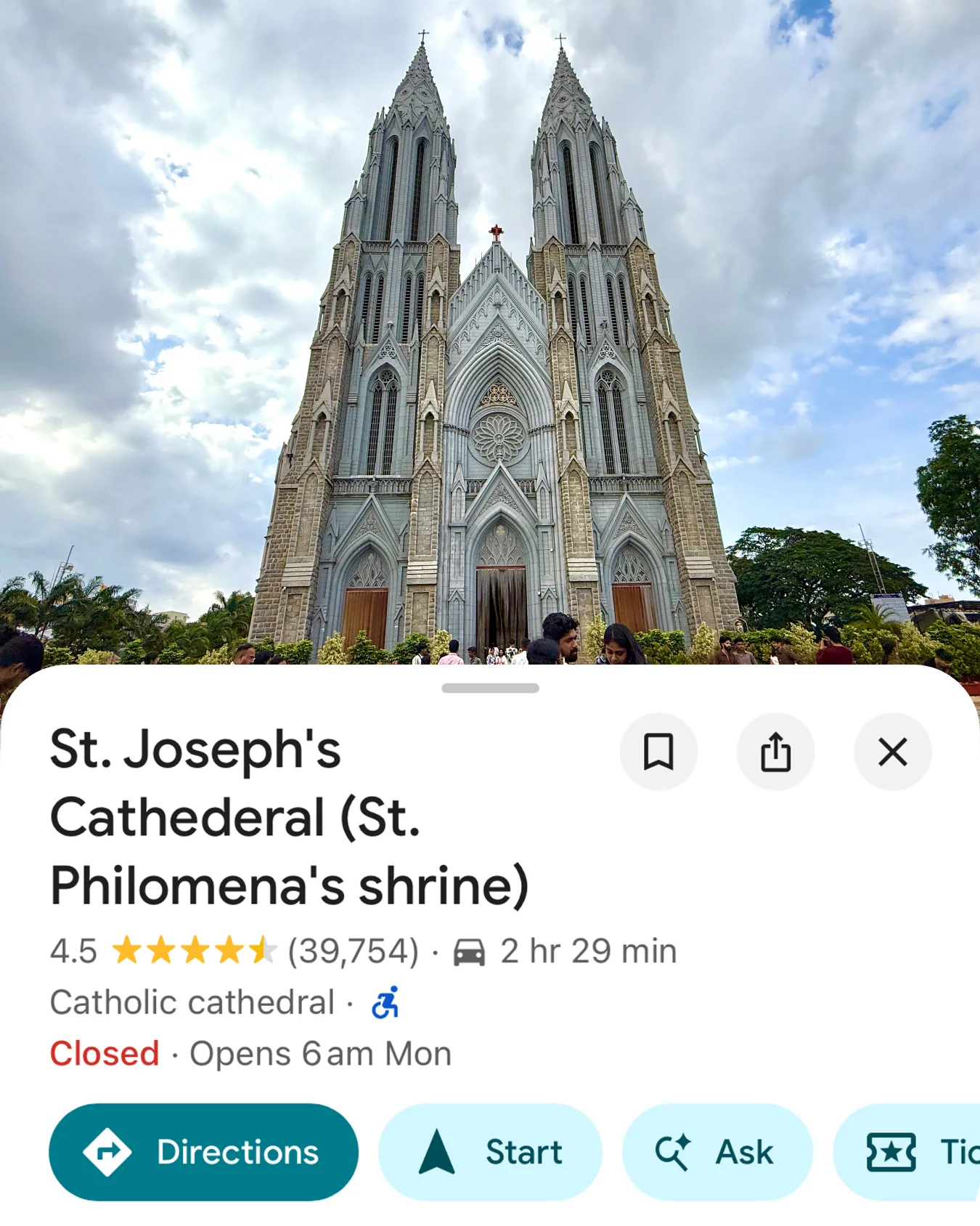 Card for St. Joseph’s Cathedral, Mysuru — the twin spires of St. Philomena’s shrine.